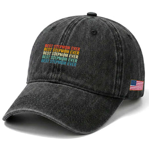 Best Stepmom Ever Washed Cotton Baseball Cap Funny Retro StepMom Bonus Mom TS10 Print Your Wear