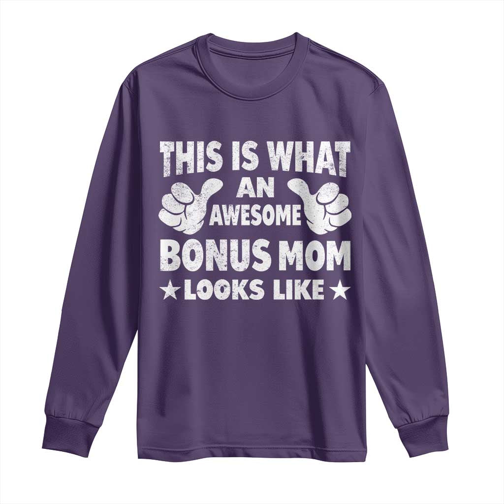 Funny Stepmom Long Sleeve Shirt This Is What An Awesome Bonus Mom Looks Like TS10 Purple Print Your Wear