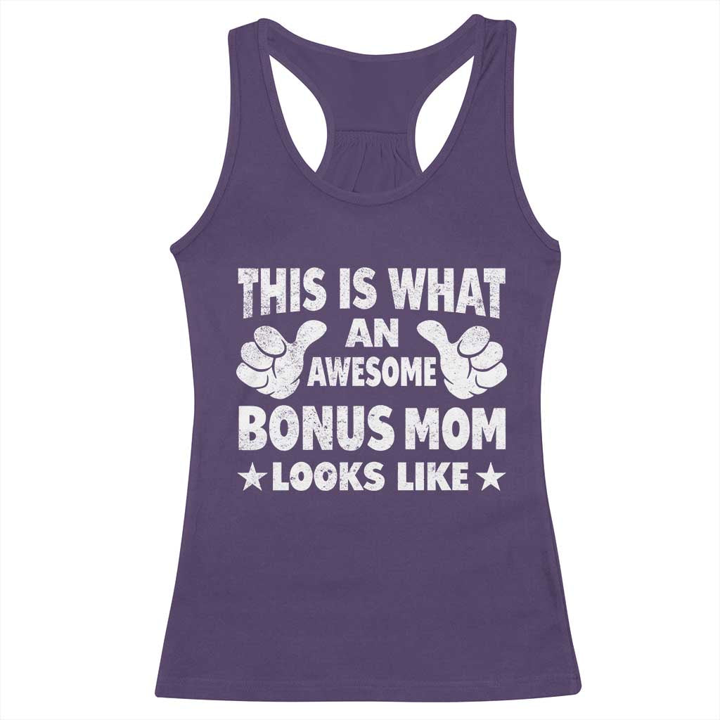 Funny Stepmom Racerback Tank Top This Is What An Awesome Bonus Mom Looks Like TS10 Purple Print Your Wear