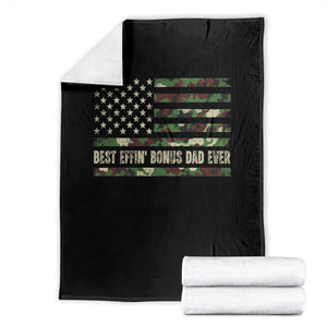 Best Effin Bonus Dad Ever Throw Blanket Funny Step Dad Camo American Flag TS10 Black Print Your Wear