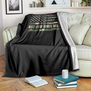Best Effin Bonus Dad Ever Throw Blanket Funny Step Dad Camo American Flag TS10 Print Your Wear