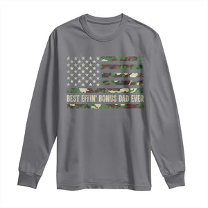 Best Effin Bonus Dad Ever Long Sleeve Shirt Funny Step Dad Camo American Flag TS10 Charcoal Print Your Wear