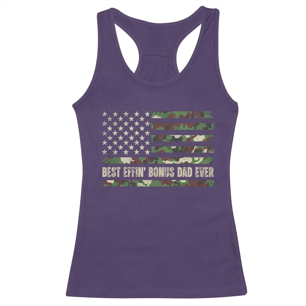 Best Effin Bonus Dad Ever Racerback Tank Top Funny Step Dad Camo American Flag TS10 Purple Print Your Wear
