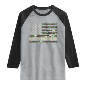Best Effin Bonus Dad Ever Raglan Shirt Funny Step Dad Camo American Flag TS10 Heather Gray Black Print Your Wear