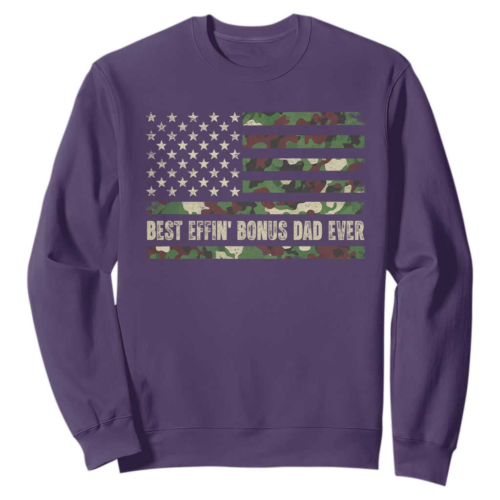 Best Effin Bonus Dad Ever Sweatshirt Funny Step Dad Camo American Flag TS10 Purple Print Your Wear