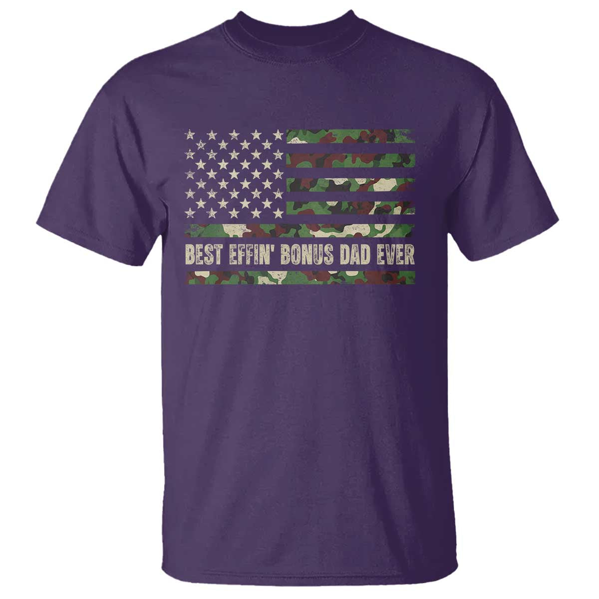 Best Effin Bonus Dad Ever T Shirt Funny Step Dad Camo American Flag TS10 Purple Print Your Wear