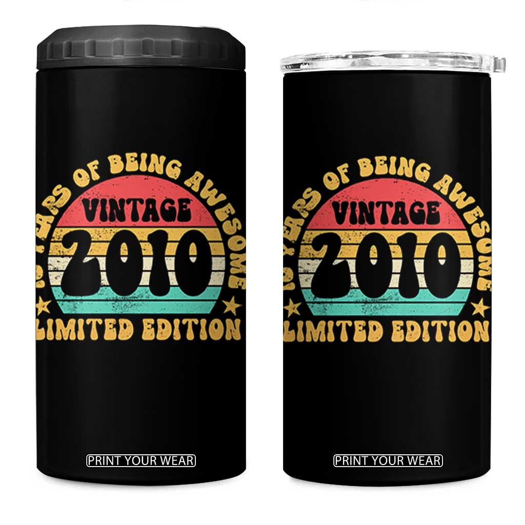 16th Birthday 4 in 1 Can Cooler Tumbler Vintage 16yr 2010 Limited Edition 16 Year Old Gift TS10 One Size: 16 oz Black Print Your Wear