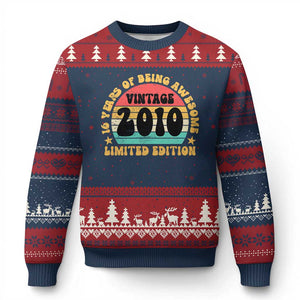 16th Birthday Ugly Christmas Sweater Vintage 16yr 2010 Limited Edition 16 Year Old Gift TS10 Navy Red Print Your Wear