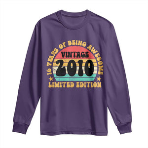 16th Birthday Long Sleeve Shirt Vintage 16yr 2010 Limited Edition 16 Year Old Gift TS10 Purple Print Your Wear