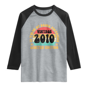 16th Birthday Raglan Shirt Vintage 16yr 2010 Limited Edition 16 Year Old Gift TS10 Heather Gray Black Print Your Wear