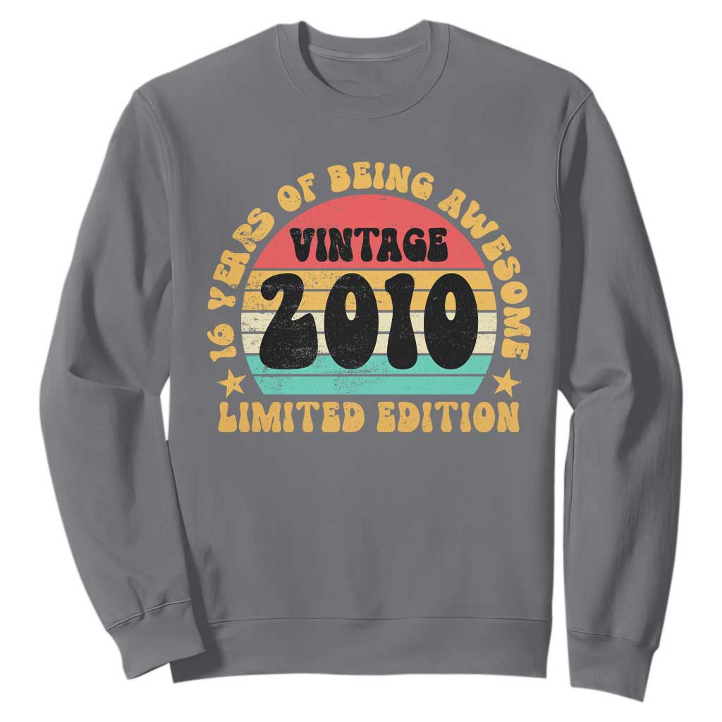 16th Birthday Sweatshirt Vintage 16yr 2010 Limited Edition 16 Year Old Gift TS10 Charcoal Print Your Wear