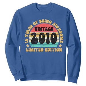 16th Birthday Sweatshirt Vintage 16yr 2010 Limited Edition 16 Year Old Gift TS10 Royal Blue Print Your Wear