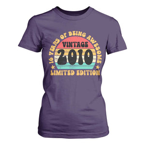16th Birthday T Shirt For Women Vintage 16yr 2010 Limited Edition 16 Year Old Gift TS10 Purple Print Your Wear