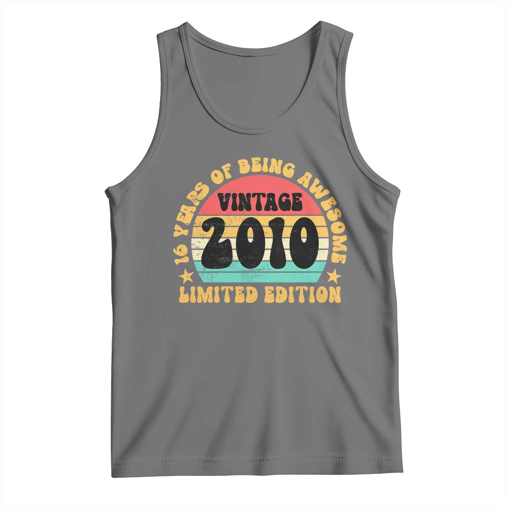 16th Birthday Tank Top Vintage 16yr 2010 Limited Edition 16 Year Old Gift TS10 Black Heather Print Your Wear