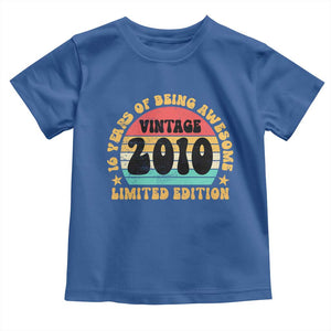 16th Birthday Toddler T Shirt Vintage 16yr 2010 Limited Edition 16 Year Old Gift TS10 Royal Blue Print Your Wear