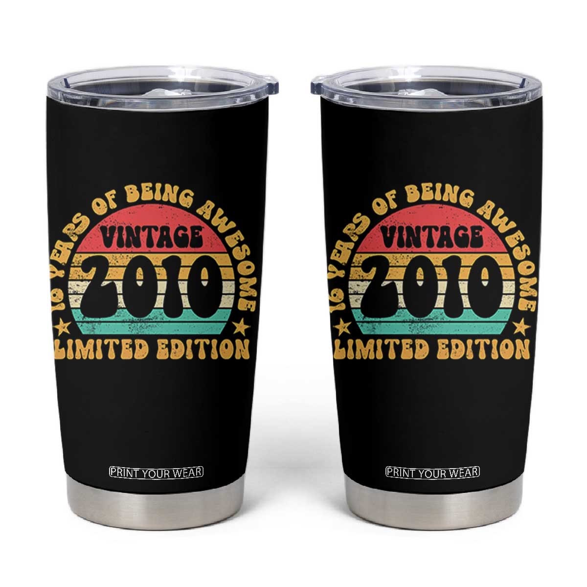 16th Birthday Tumbler Cup Vintage 16yr 2010 Limited Edition 16 Year Old Gift TS10 Black Print Your Wear