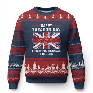 Happy Treason Day Ungrateful Colonials Ugly Christmas Sweater Funny 4th of July British Flag