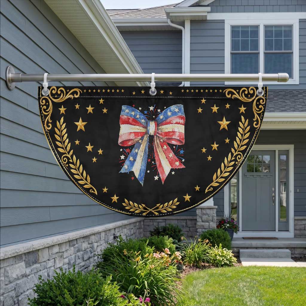 Coquette 4th Of July Patriotic Fan Flag USA Bow American Flag Red White and Blue