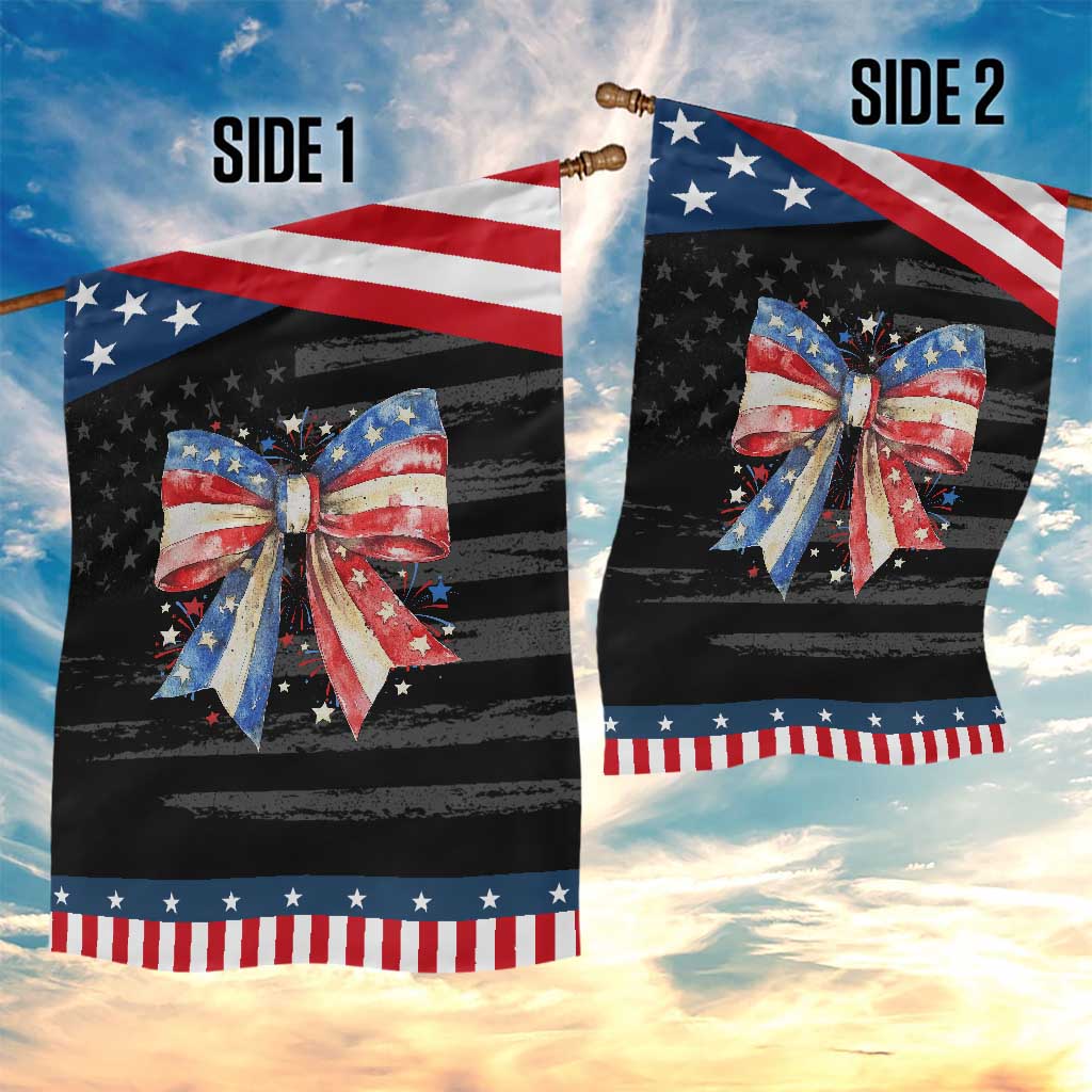 Coquette 4th Of July Garden Flag USA Bow American Flag Red White and Blue TS10 Print Your Wear