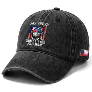 Funny Abe Lincoln 4th Of July Washed Cotton Baseball Cap My Farts Smell Like Freedom American Flag TS10 Print Your Wear