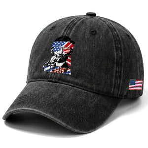 Funny Lincoln 4th Of July Merica Washed Cotton Baseball Cap Abe American Flag TS10 Print Your Wear