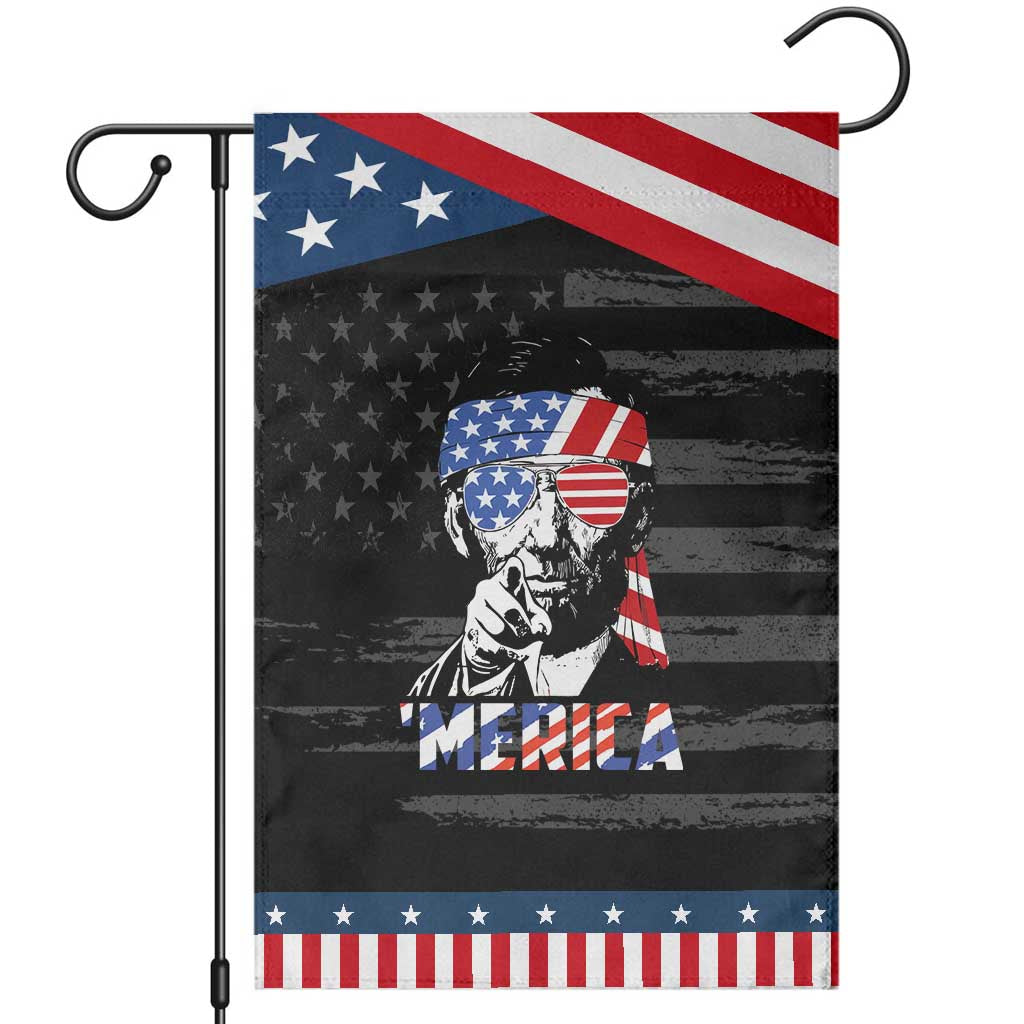 Funny Lincoln 4th Of July Merica Garden Flag Abe American Flag TS10 Distressed Black Blue Print Your Wear