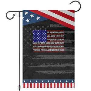 Vintage American Flag Garden Flag With States 4th Of July TS10 Distressed Black Blue Print Your Wear