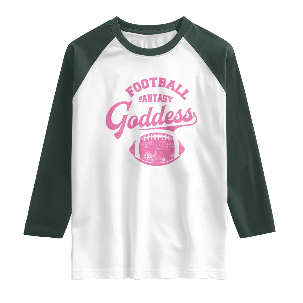 Fantasy Football Goddess Raglan Shirt Sports Party Gifts TS10 White Dark Forest Green Print Your Wear