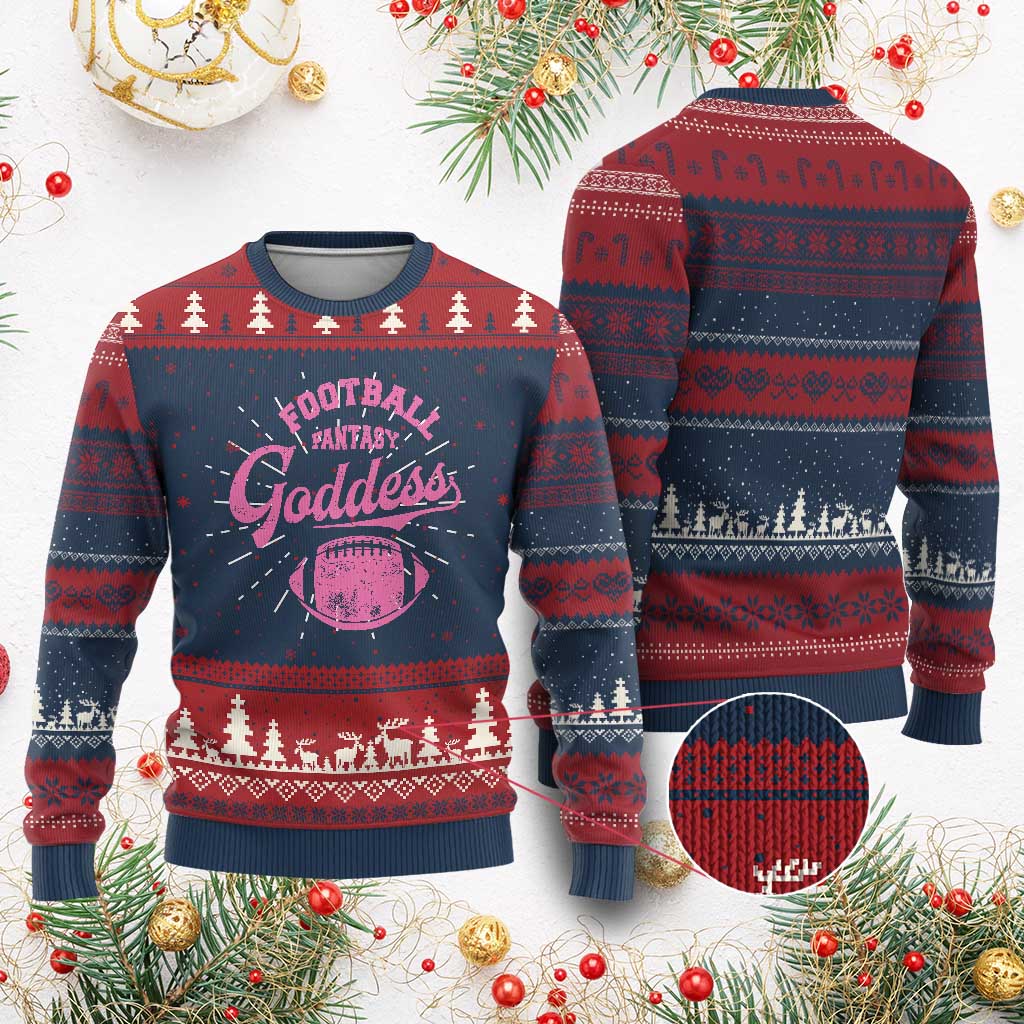 Fantasy Football Goddess Knit Sweatshirt Sports Party Gifts TS10 Burgundy Print Your Wear