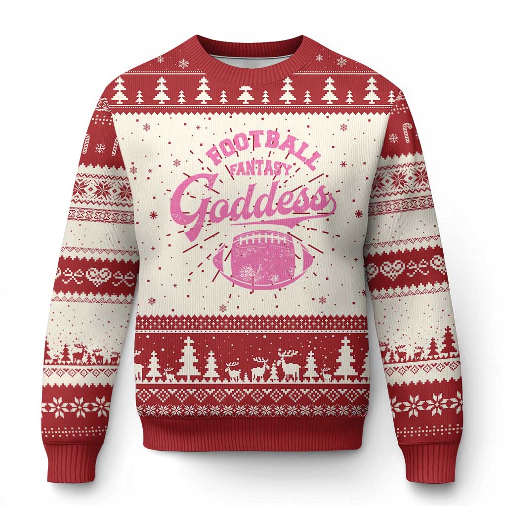 Fantasy Football Goddess Knit Sweatshirt Sports Party Gifts TS10 Red Print Your Wear