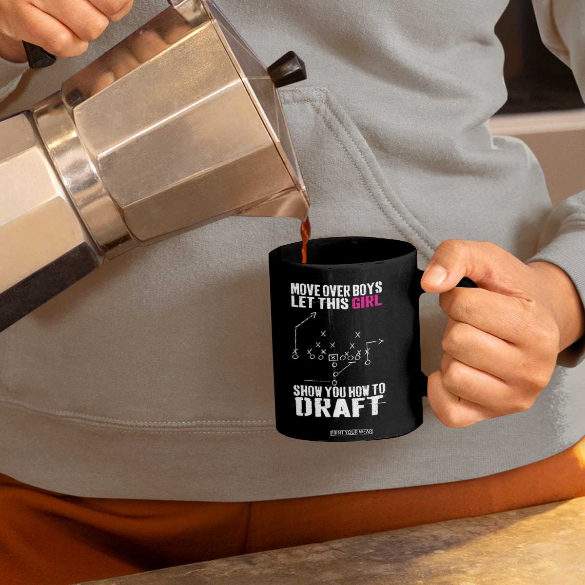 Girls Fantasy Football Coffee Mug Move Over Boys Draft Party Commish FFL TS10 Print Your Wear
