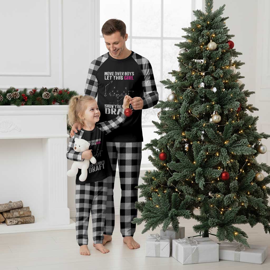 Girls Fantasy Football Plaid Pajama Set Move Over Boys Draft Party Commish FFL TS10 White Plaid Print Your Wear