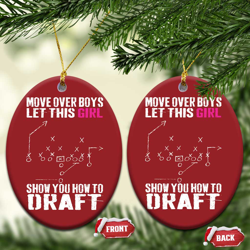 Girls Fantasy Football Christmas Ornament Move Over Boys Draft Party Commish FFL TS10 Oval Red Print Your Wear