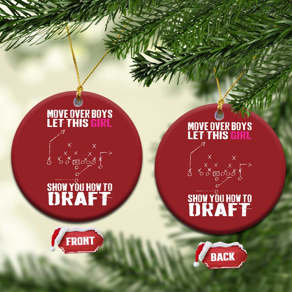 Girls Fantasy Football Christmas Ornament Move Over Boys Draft Party Commish FFL TS10 Circle Red Print Your Wear