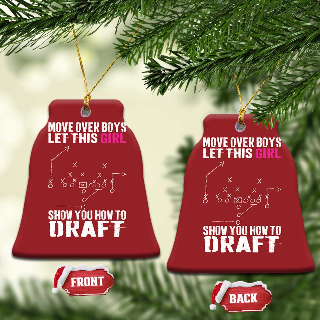 Girls Fantasy Football Christmas Ornament Move Over Boys Draft Party Commish FFL TS10 Bell Flake Red Print Your Wear