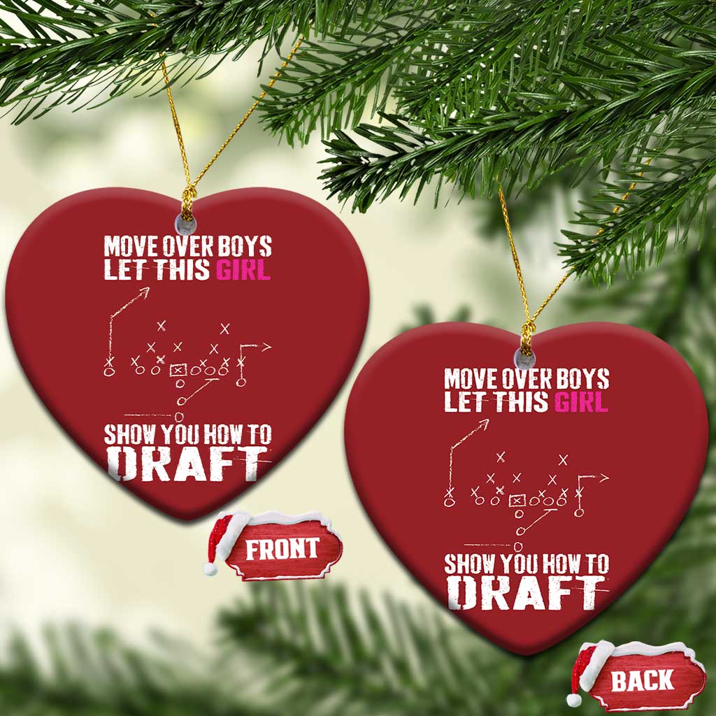 Girls Fantasy Football Christmas Ornament Move Over Boys Draft Party Commish FFL TS10 Heart Red Print Your Wear