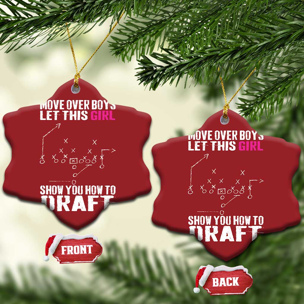 Girls Fantasy Football Christmas Ornament Move Over Boys Draft Party Commish FFL TS10 Snow Flake Red Print Your Wear