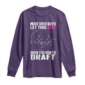 Girls Fantasy Football Long Sleeve Shirt Move Over Boys Draft Party Commish FFL TS10 Purple Print Your Wear