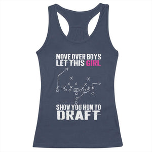 Girls Fantasy Football Racerback Tank Top Move Over Boys Draft Party Commish FFL TS10 Navy Print Your Wear