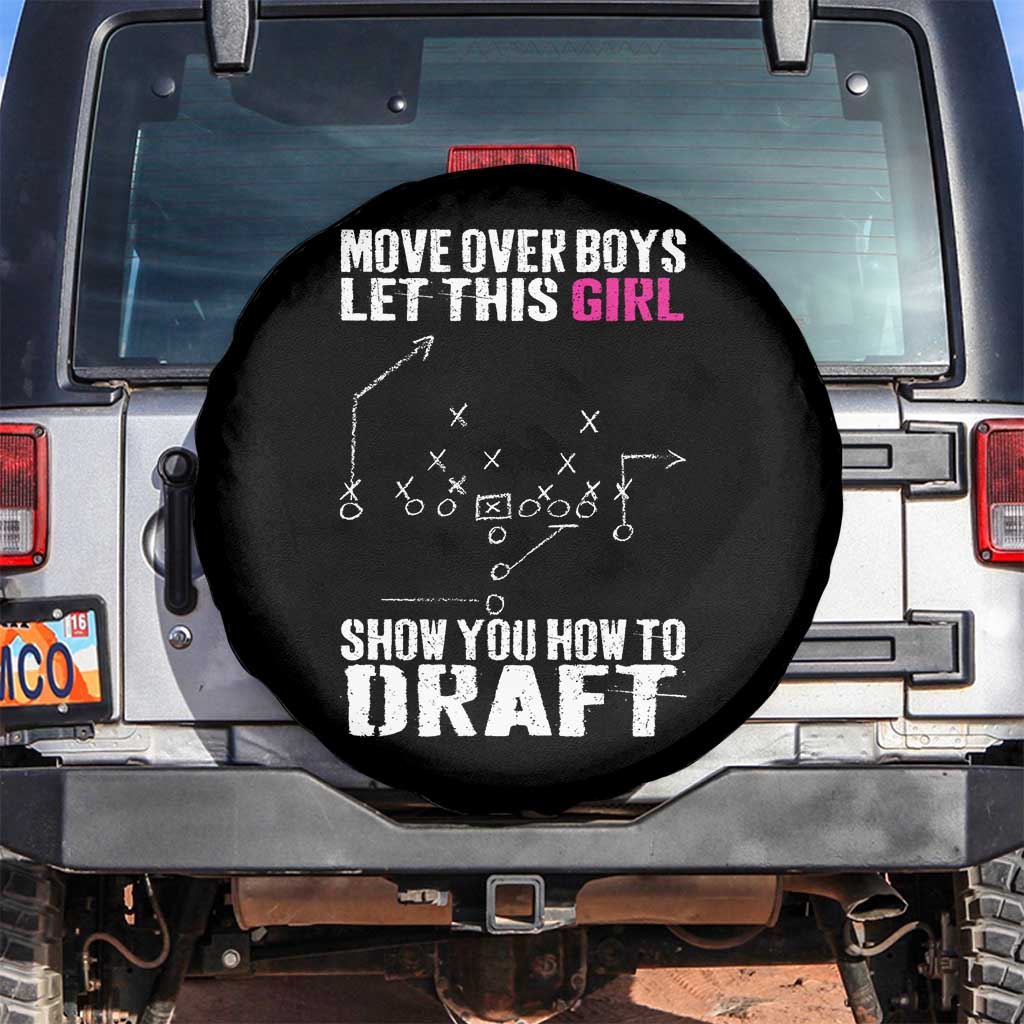 Girls Fantasy Football Spare Tire Cover Move Over Boys Draft Party Commish FFL TS10 No hole Black Print Your Wear
