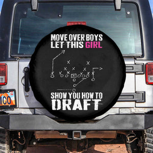 Girls Fantasy Football Spare Tire Cover Move Over Boys Draft Party Commish FFL TS10 No hole Black Print Your Wear
