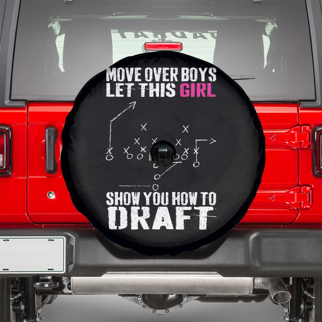 Girls Fantasy Football Spare Tire Cover Move Over Boys Draft Party Commish FFL TS10 Black Print Your Wear