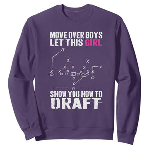 Girls Fantasy Football Sweatshirt Move Over Boys Draft Party Commish FFL TS10 Purple Print Your Wear