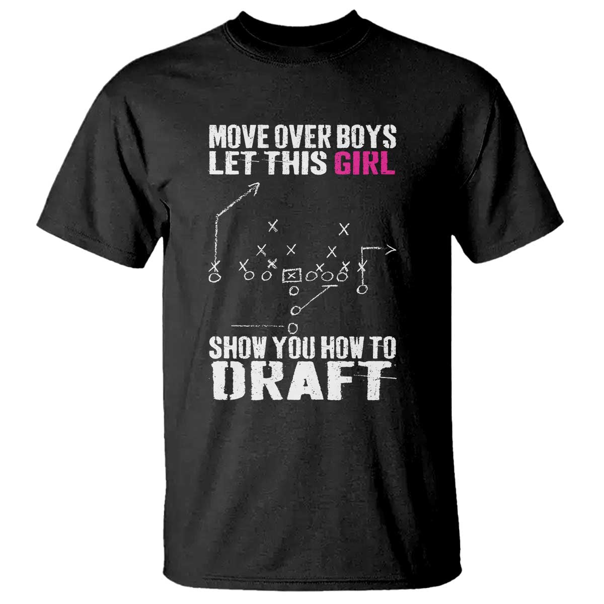 Girls Fantasy Football T Shirt Move Over Boys Draft Party Commish FFL TS10 Black Print Your Wear