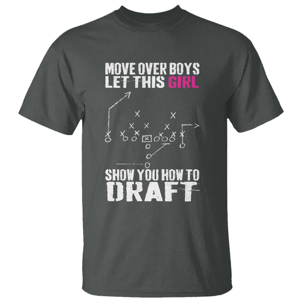 Girls Fantasy Football T Shirt Move Over Boys Draft Party Commish FFL TS10 Dark Heather Print Your Wear