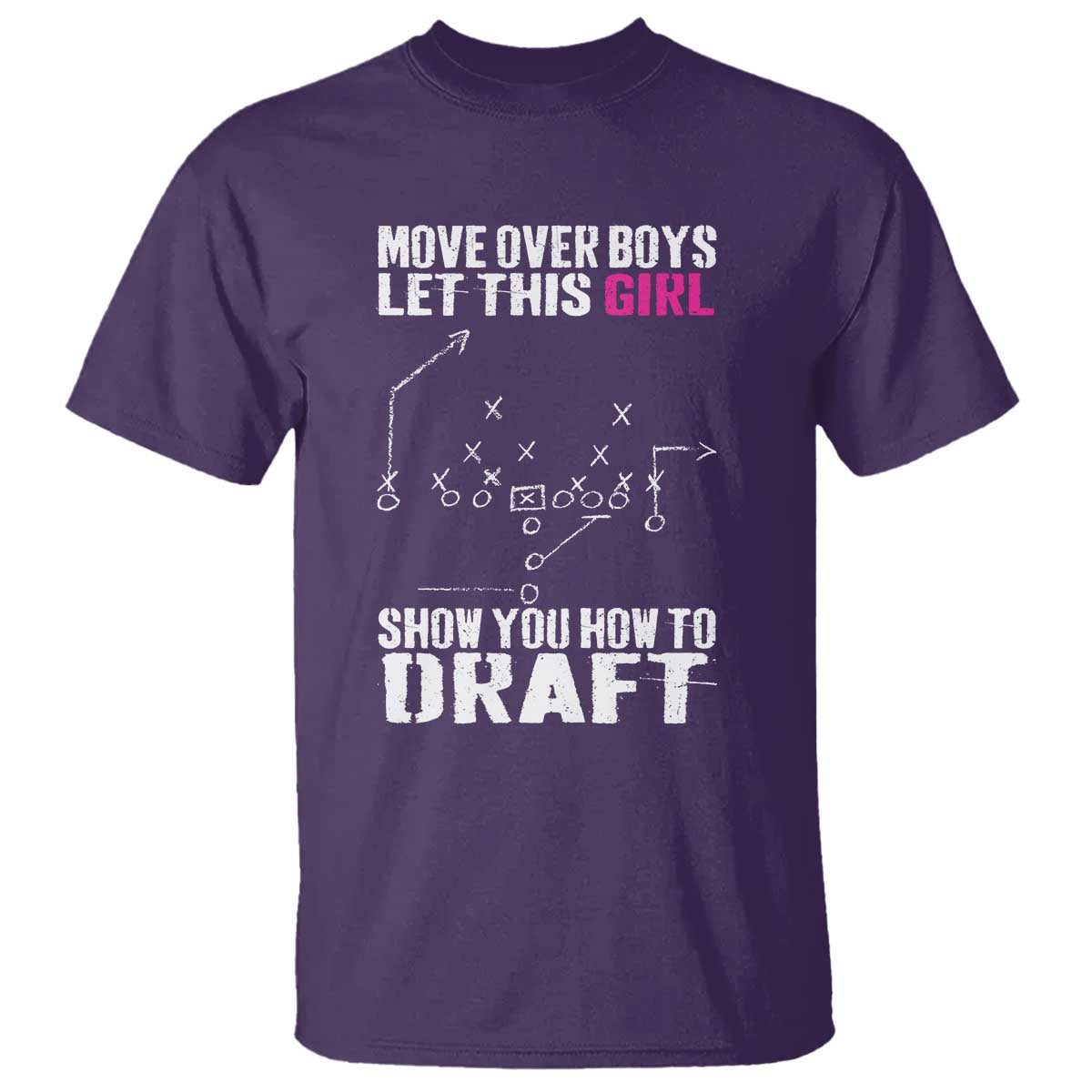 Girls Fantasy Football T Shirt Move Over Boys Draft Party Commish FFL TS10 Purple Print Your Wear