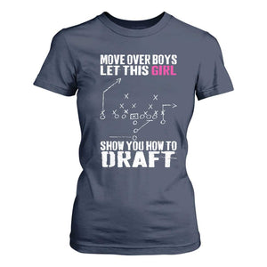 Girls Fantasy Football T Shirt For Women Move Over Boys Draft Party Commish FFL TS10 Navy Print Your Wear