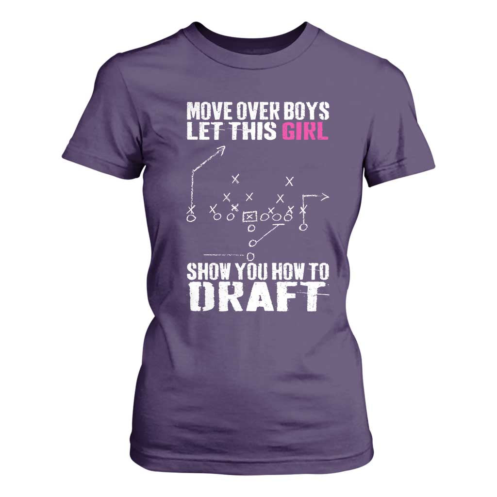 Girls Fantasy Football T Shirt For Women Move Over Boys Draft Party Commish FFL TS10 Purple Print Your Wear