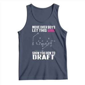 Girls Fantasy Football Tank Top Move Over Boys Draft Party Commish FFL TS10 Navy Print Your Wear