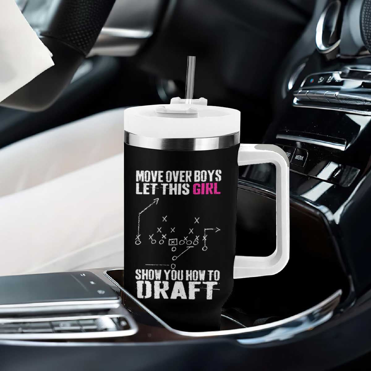 Girls Fantasy Football Tumbler With Handle Move Over Boys Draft Party Commish FFL TS10 Print Your Wear